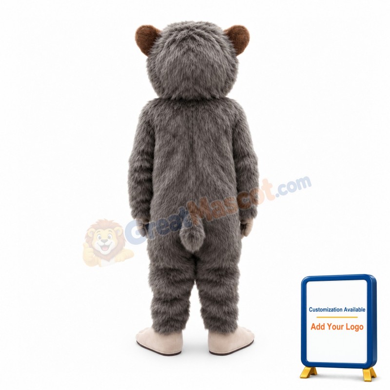 Glad Grey Long Fur Beaver Mascot Costume