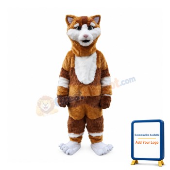Confused Brown & White Cat Mascot Costume