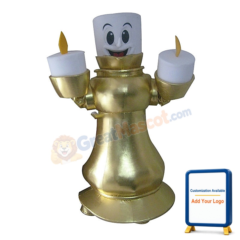 Burning Candle On Candlestick Mascot Costume