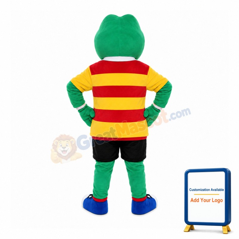 Merry Frog Wearing Striped Top Mascot Costume