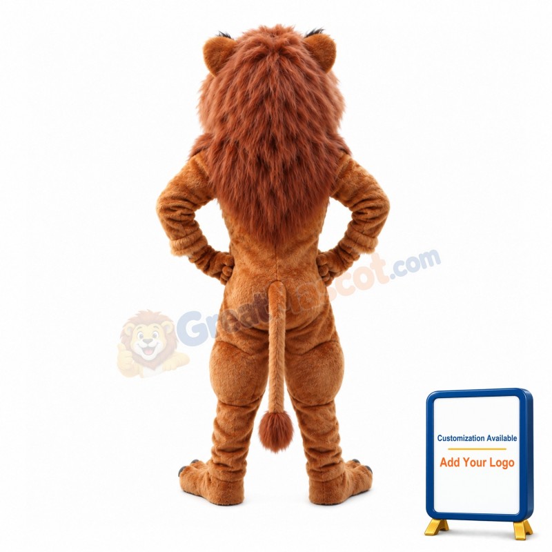 Elated Muscle Lion Mascot Costume
