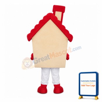 Red House With Chimney Mascot Costume