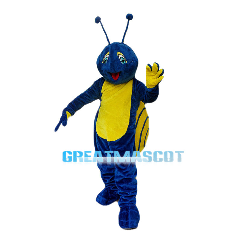 Blue Snail With Yellow Shell Mascot Costume