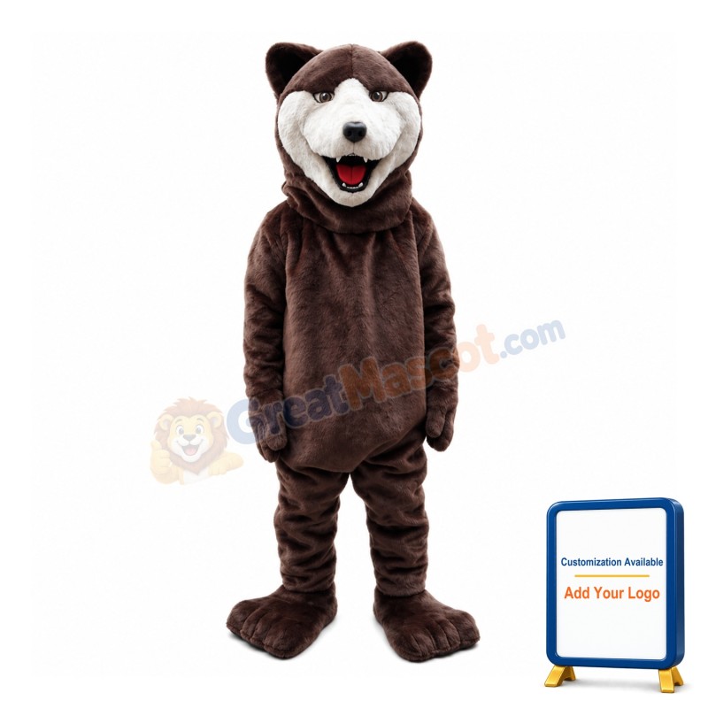Upbeat Brown Bear Mascot Costume