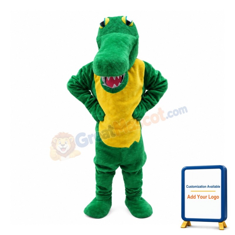 Ferocious Green Crocodile Mascot Costume