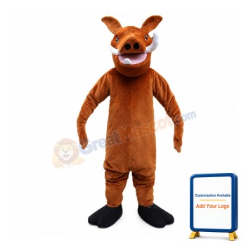 Skinny Wild Boar With Fangs Mascot Costume