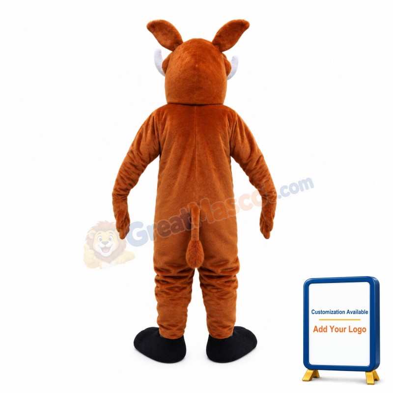 Skinny Wild Boar With Fangs Mascot Costume