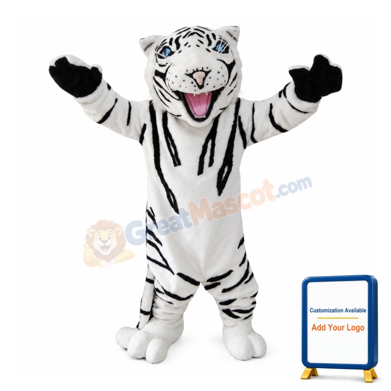 White Tiger With Blue Eyes Mascot Costume