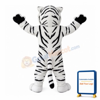 White Tiger With Blue Eyes Mascot Costume