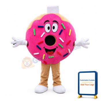 Pink Donut With Colored Sugar Granules Mascot Costume