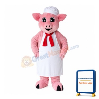 Pig Chef With White Apron Mascot Costume