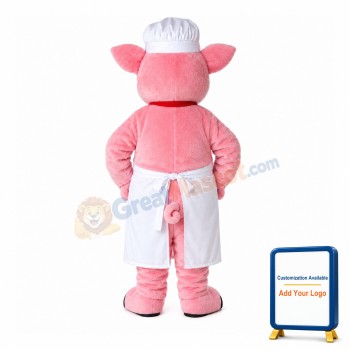 Pig Chef With White Apron Mascot Costume