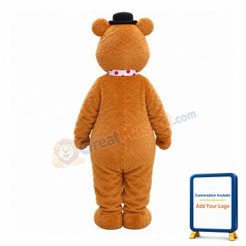 Likable Bear With Polka Dot Scarf Mascot Costume