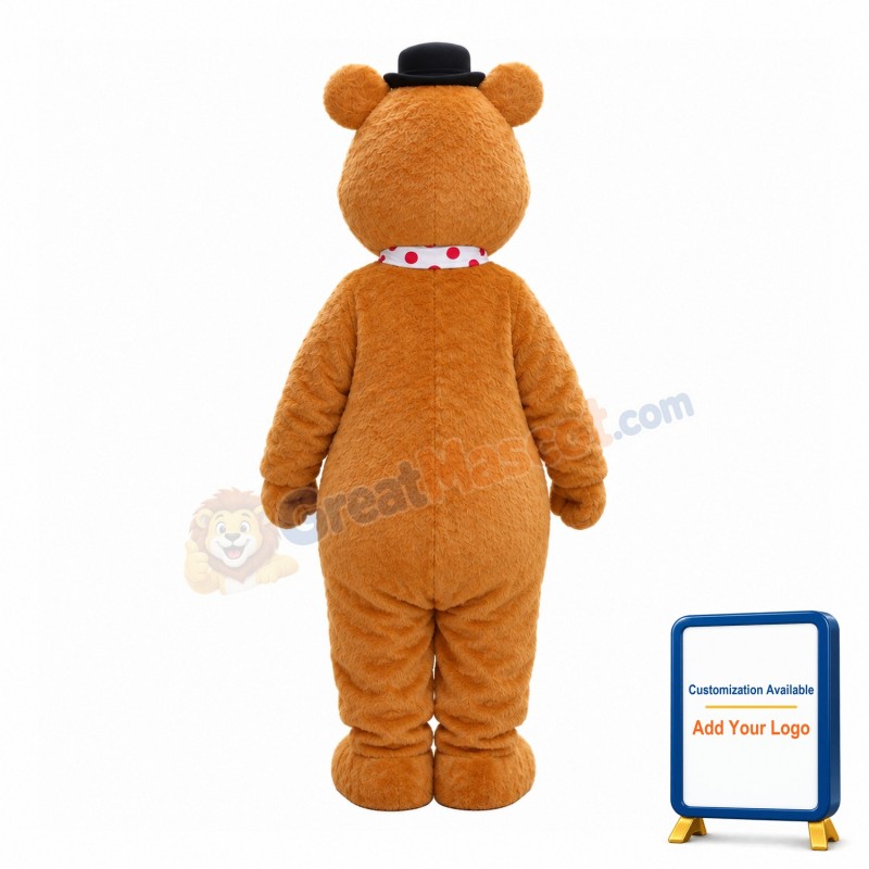 Likable Bear With Polka Dot Scarf Mascot Costume