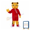 Lovely Cartoon Tiger With Red Coat Mascot Costume