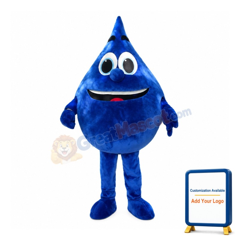 Dark Blue Water Drop Mascot Costume