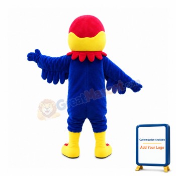 Cartoon Blue Bird With Red Head Mascot Costume