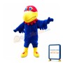 Cartoon Blue Bird With Red Head Mascot Costume