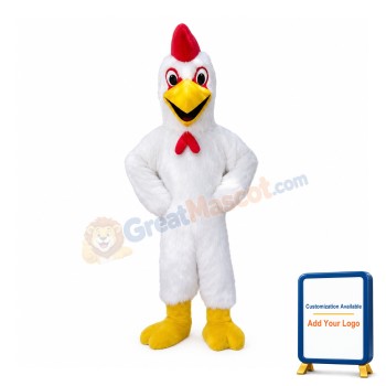 Aggressive White Rooster Mascot Costume