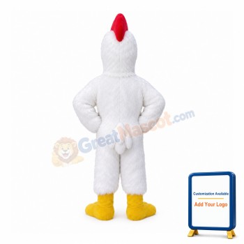 Aggressive White Rooster Mascot Costume