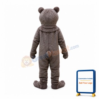 Plush Slim Grey Bear Mascot Costume