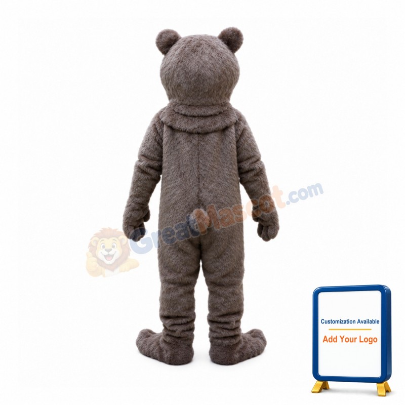 Plush Slim Grey Bear Mascot Costume