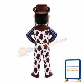 Bearded Man Owning Milk Farm Mascot Costume