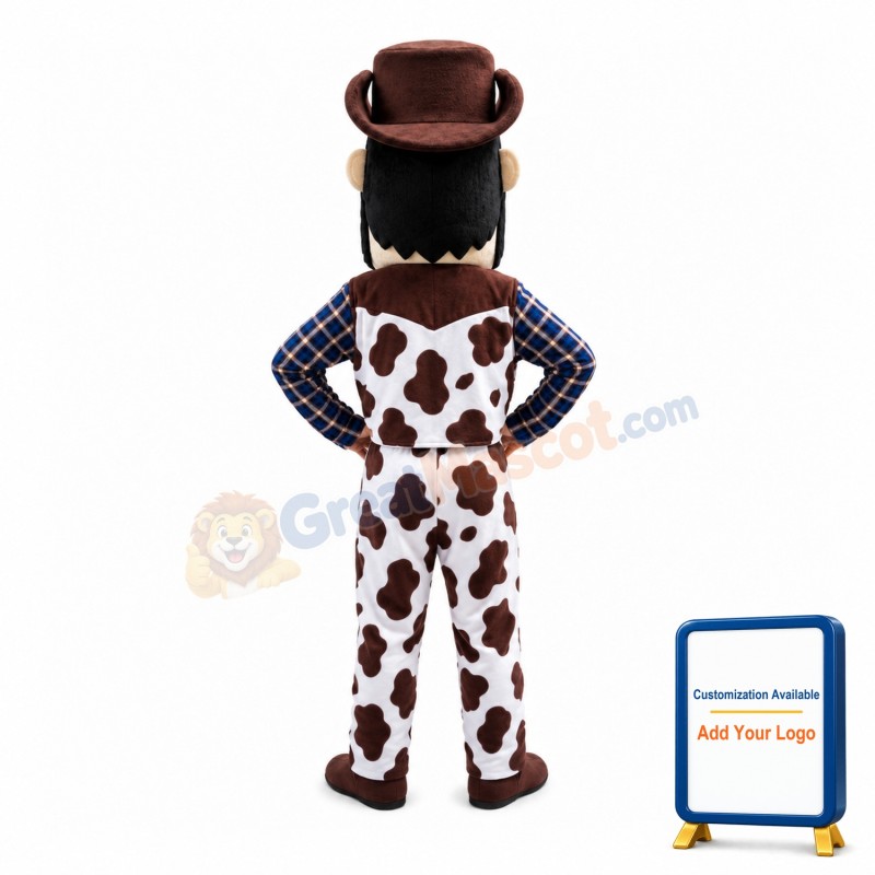 Bearded Man Owning Milk Farm Mascot Costume