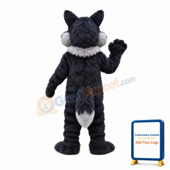 Cunning Black & Grey Wolf Mascot Costume