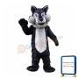 Cunning Black & Grey Wolf Mascot Costume
