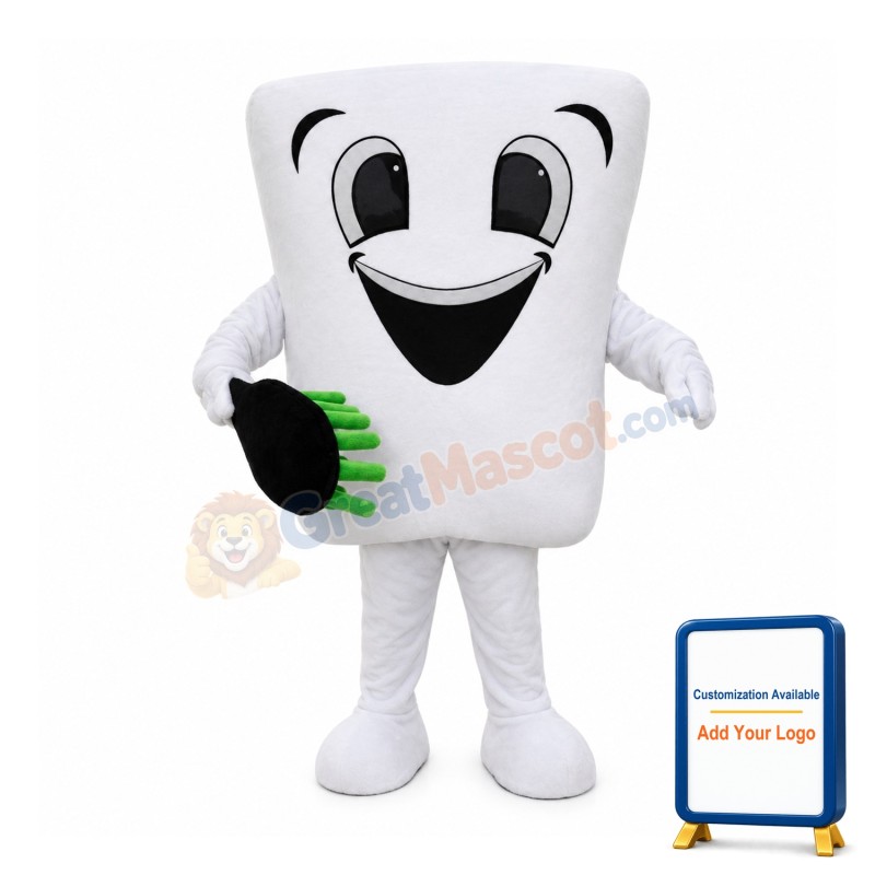 Cartoon Tooth With Brush Mascot Costume