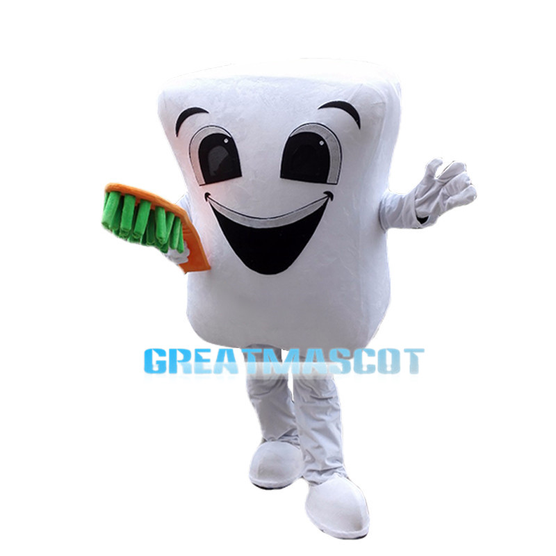 Cartoon Tooth With Brush Mascot Costume