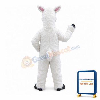 Mild Sheep Full Of White Long Fur Mascot Costume