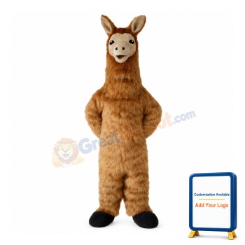 Brown Hairy Long Fur Alpaca Mascot Costume