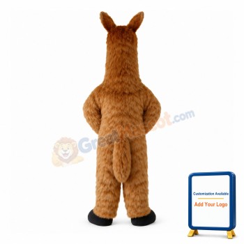Brown Hairy Long Fur Alpaca Mascot Costume