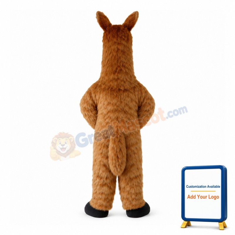 Brown Hairy Long Fur Alpaca Mascot Costume
