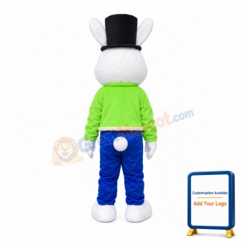 Gentle Rabbit With Green Coat Mascot Costume