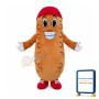 Cartoon Ham Sausage With Red Hat Mascot Costume