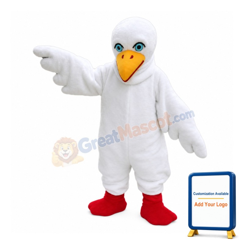 White Bird With Light Blue Eyes Mascot Costume