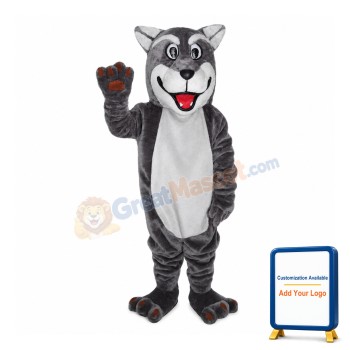 Grey Wolf With Open Mouth Mascot Costume