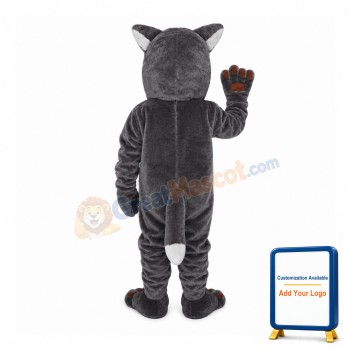 Grey Wolf With Open Mouth Mascot Costume