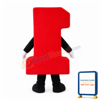 Red Cartoon Number One Mascot Costume
