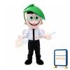 Little Boy With Exaggerated Green Hair Mascot Costume