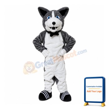 Stout White & Grey Wolf Mascot Costume