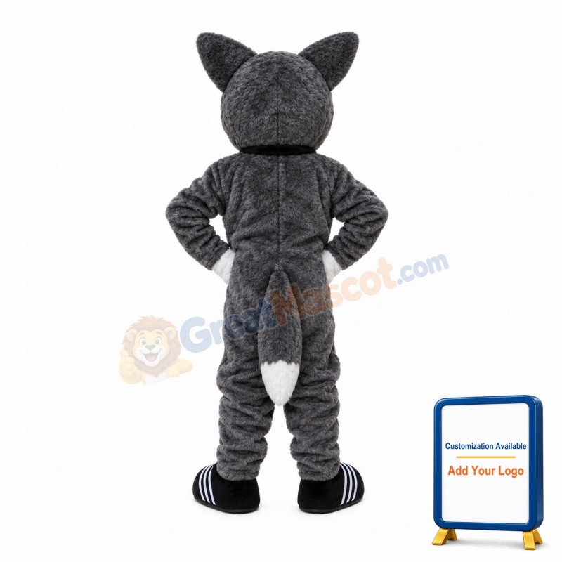 Stout White & Grey Wolf Mascot Costume