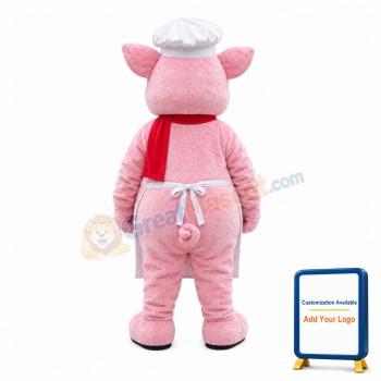 Pink Pig Chef With Red Towel Mascot Costume
