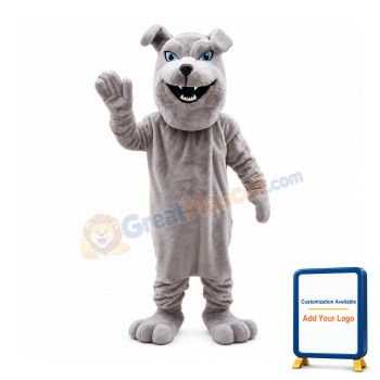 Friendly Gray Bulldog Mascot Costume