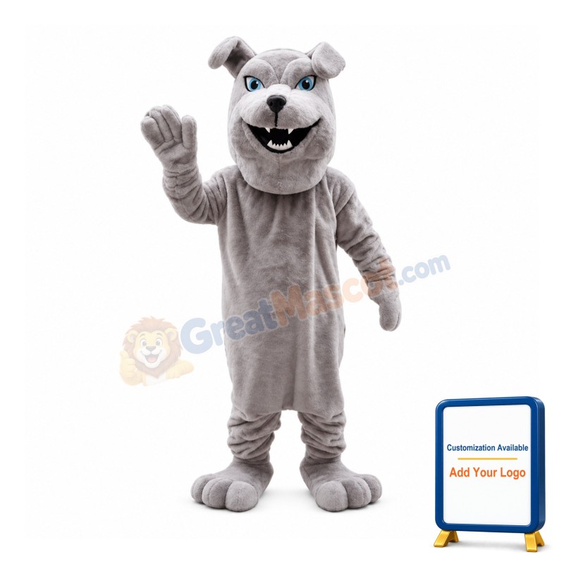 Friendly Gray Bulldog Mascot Costume