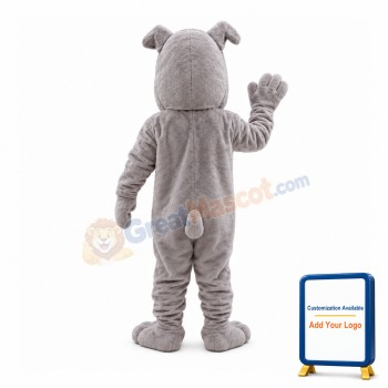 Friendly Gray Bulldog Mascot Costume