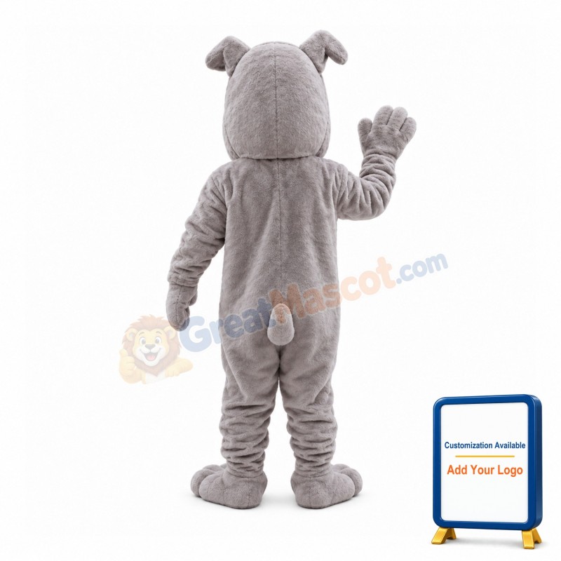 Friendly Gray Bulldog Mascot Costume